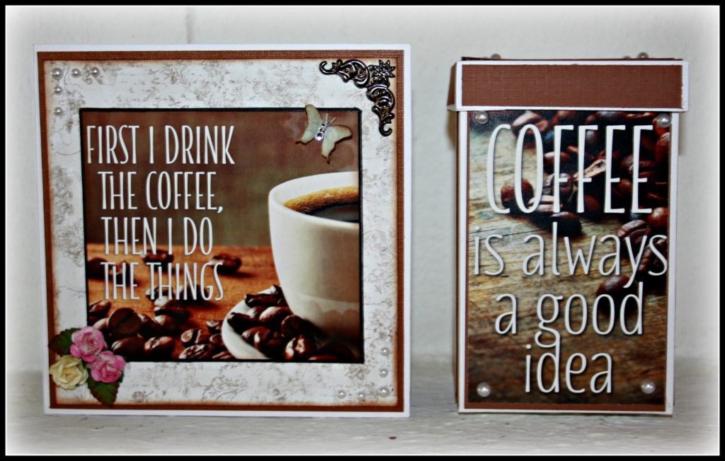 Kaffebox med tillhörande kort