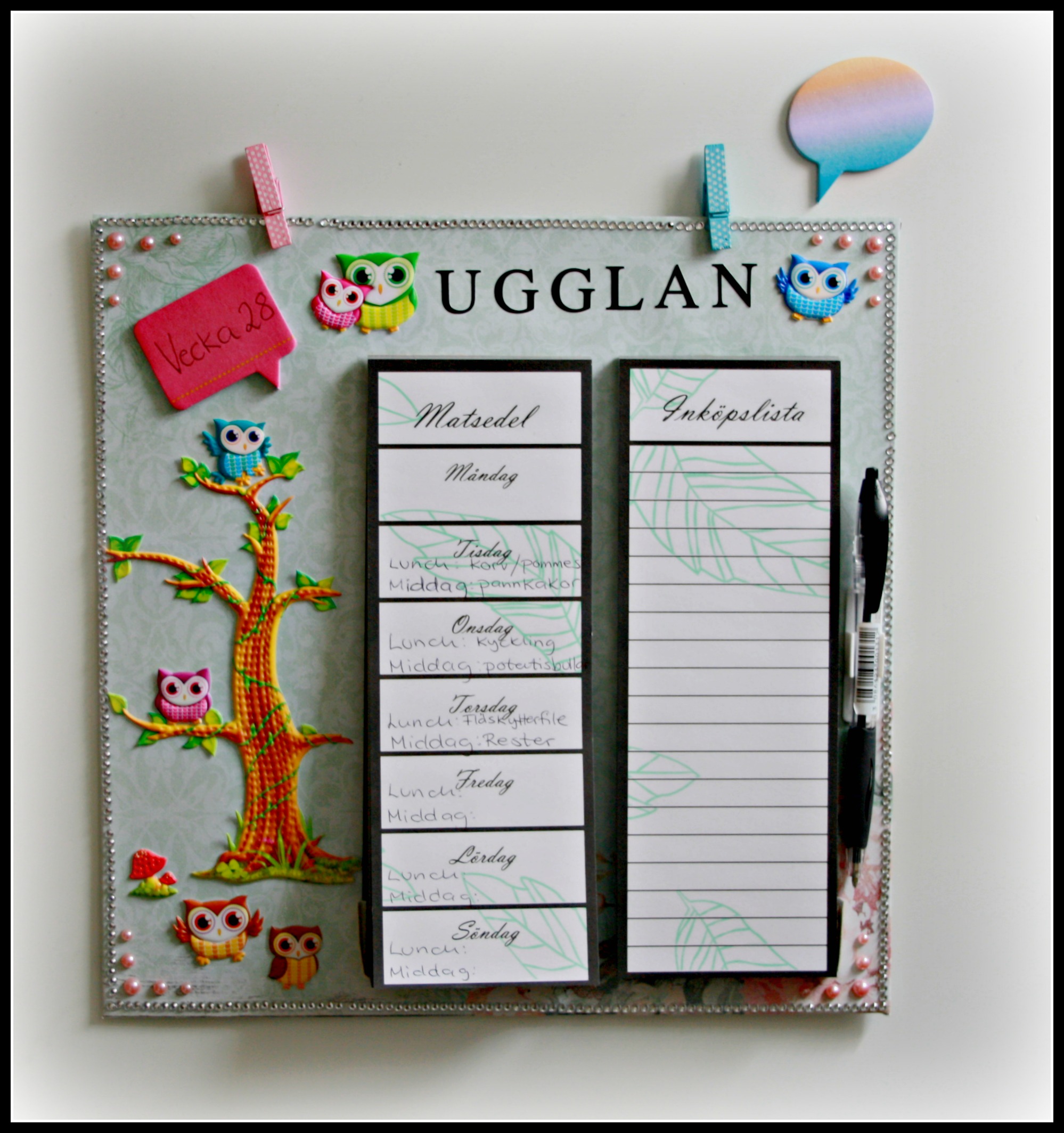 En söt liten mat och handlingslista