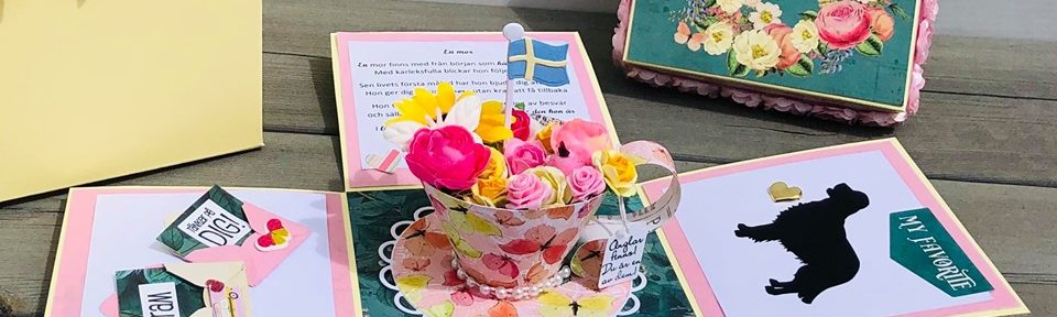 Explosion box kort med tekopp