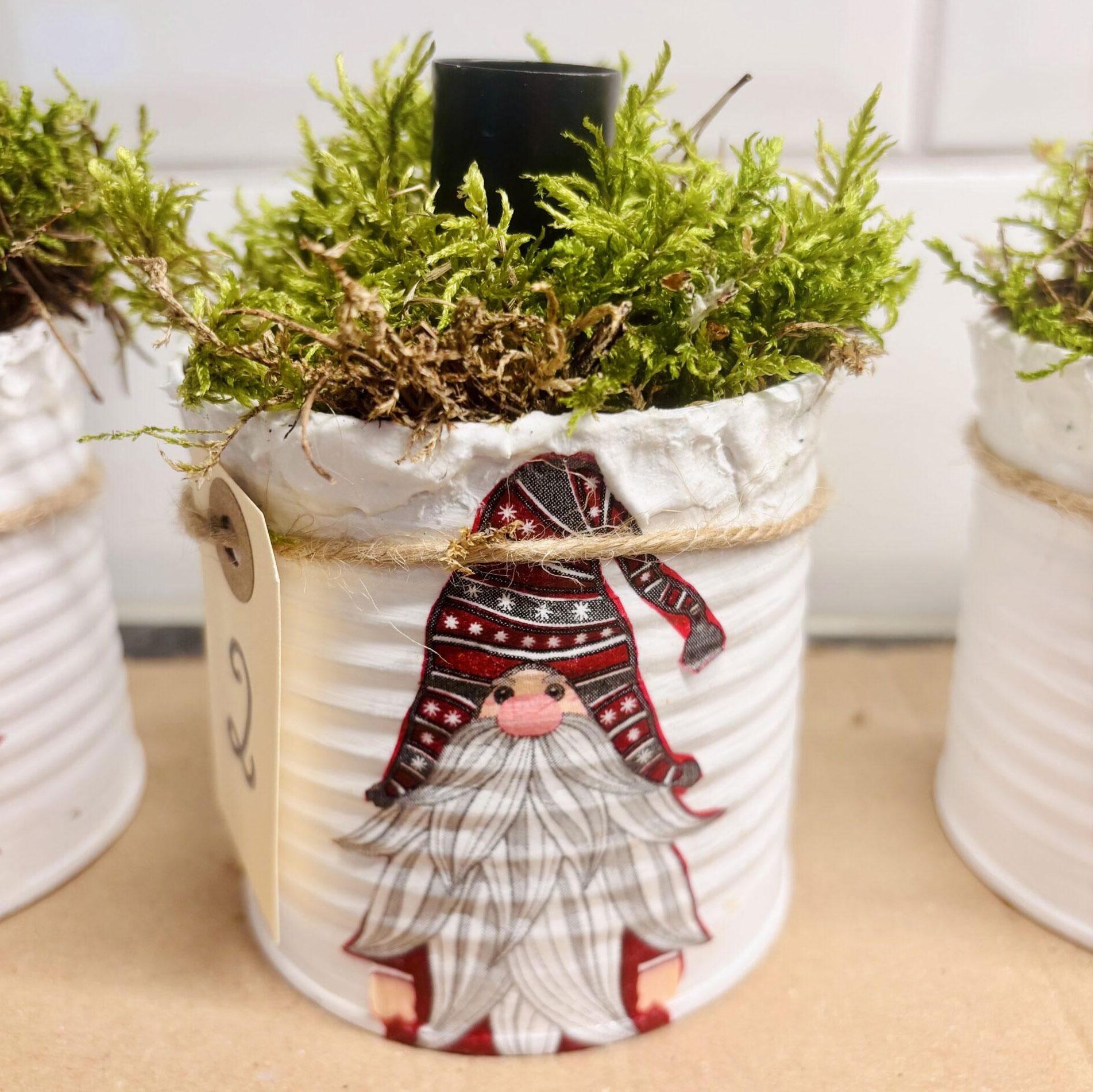 DIY adventsljusstake med decoupage