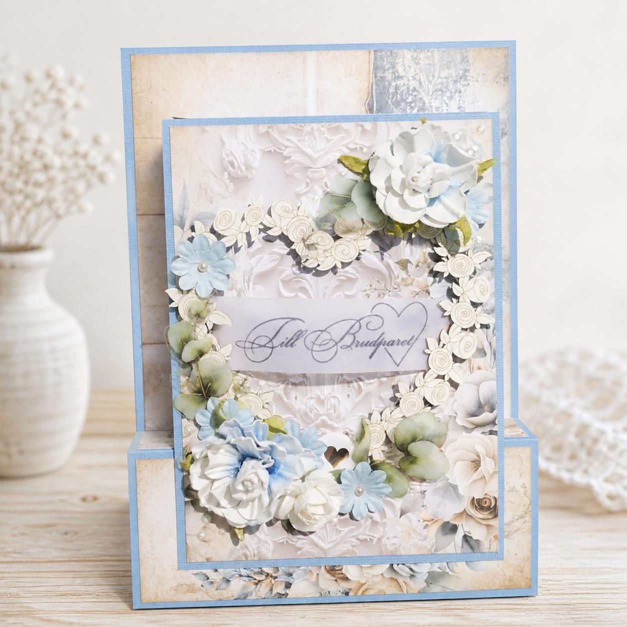Bröllopskort i Blå Toner – Pop Up Card