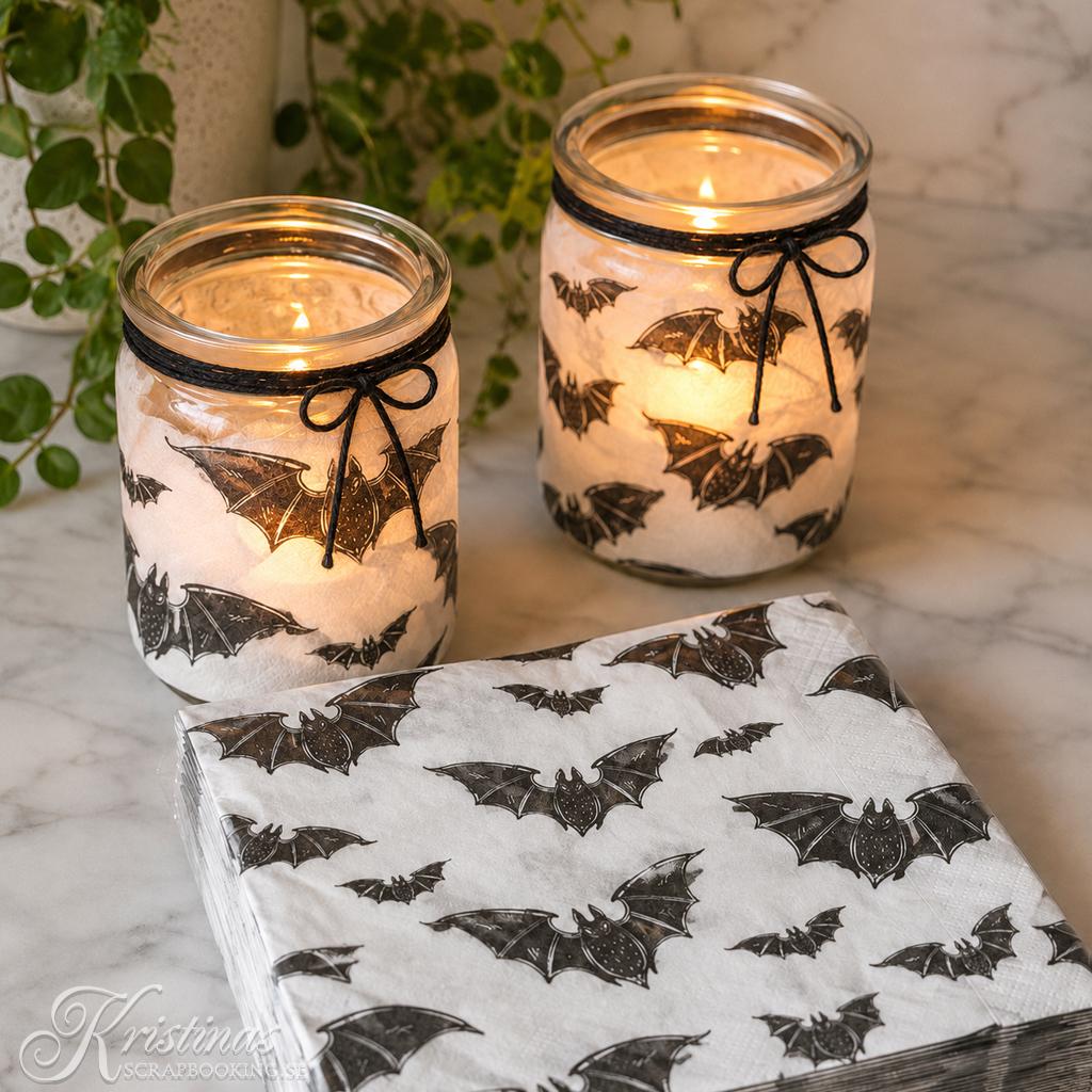 Halloweenpyssel – Decoupage med Servetter